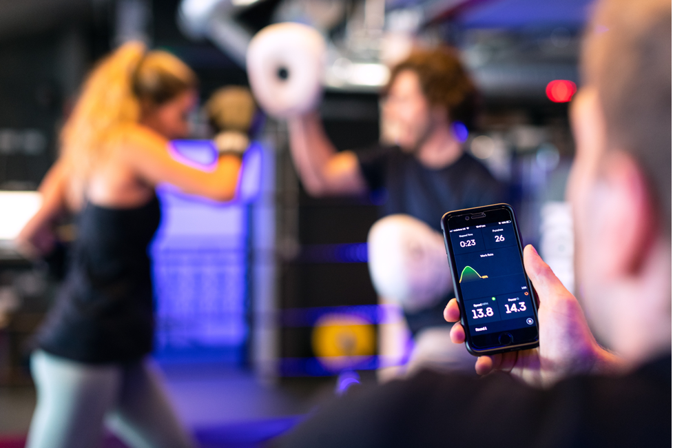 Fitness app tracking a boxing workout.